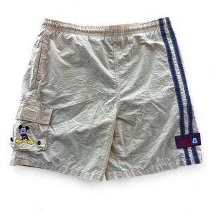 Disney Vintage Men's Yellow Shorts with Blue Stripe